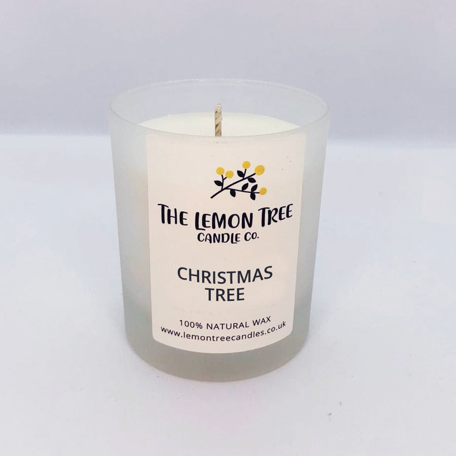 Christmas Tree frosted glass Candle